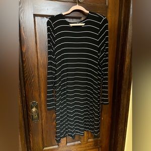 XXL comfy striped LS knee length dress